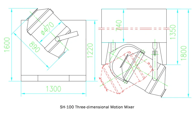 Sh Series Mixing Machine Three Dimensional Powder Granules Mixer 3D Rotating Drum Powder Blender Mixer