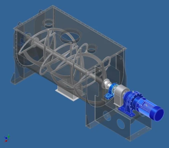 Mezclador de cinta horizontal de alta eficiencia para productos farmacéuticos/químicos Mezcla de materiales Mezclador de doble espiral Línea de producción de forraje para animales Alimentación/detergente/especias